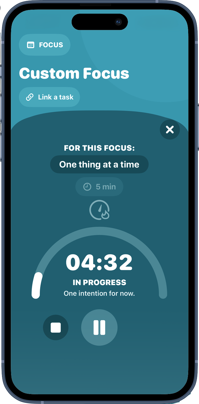 minoli Custom Focus mode with a five-minute timer